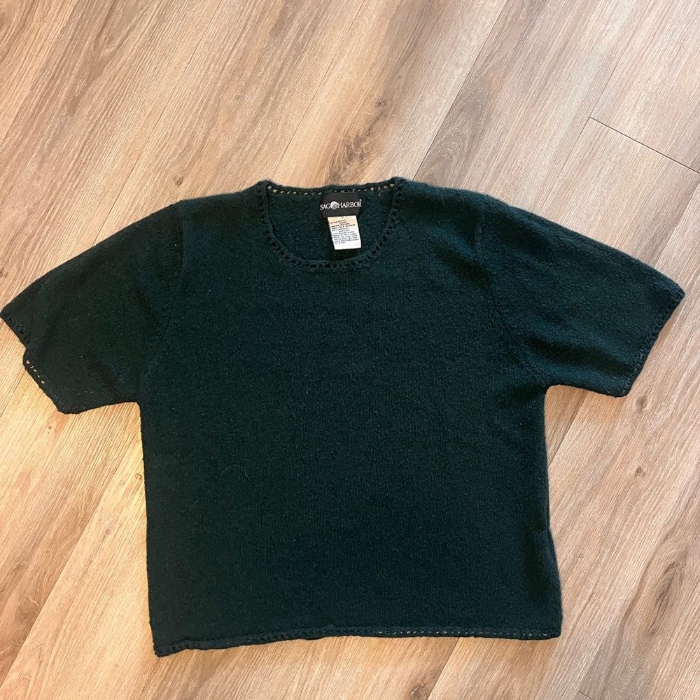 Green Short Sleeve Knit Top